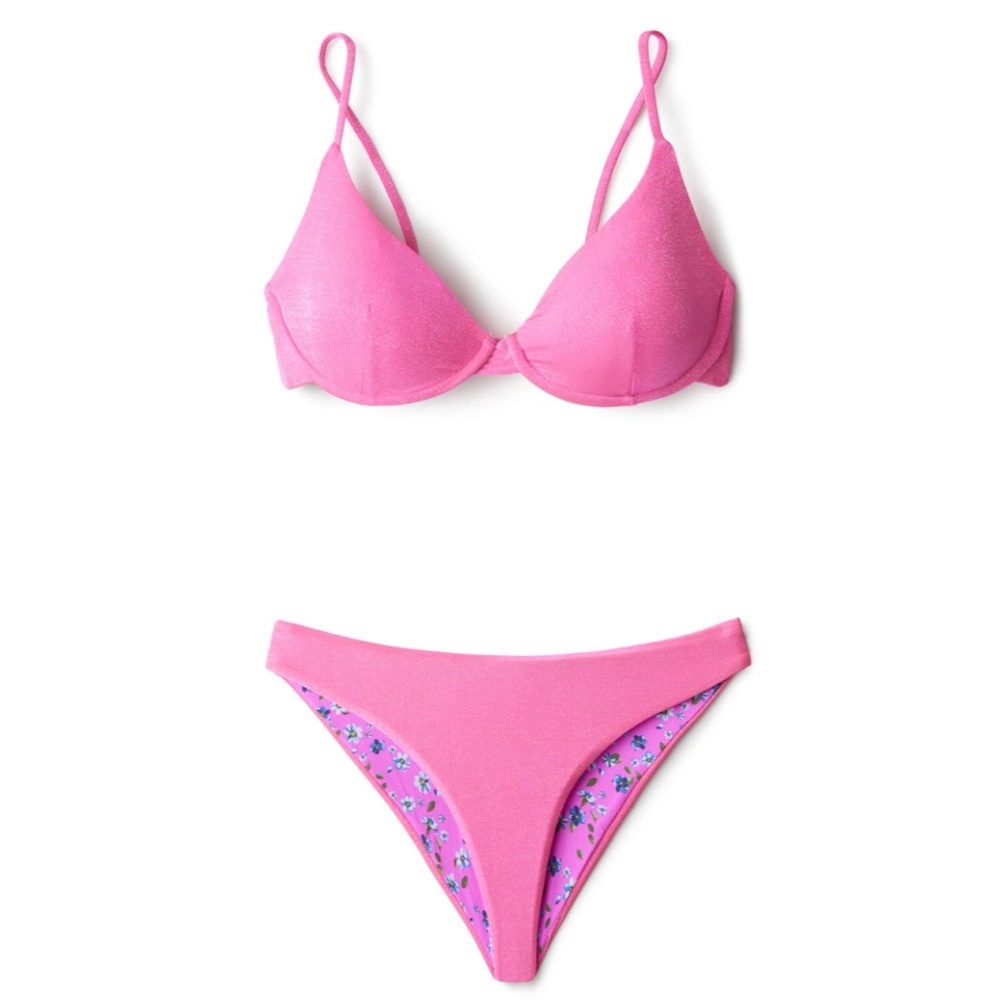 Everything but Water reversible pink bikini set
